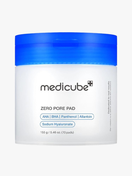 Medicube Zero Pore Pads 2.0 in branded tub component on a light gray background